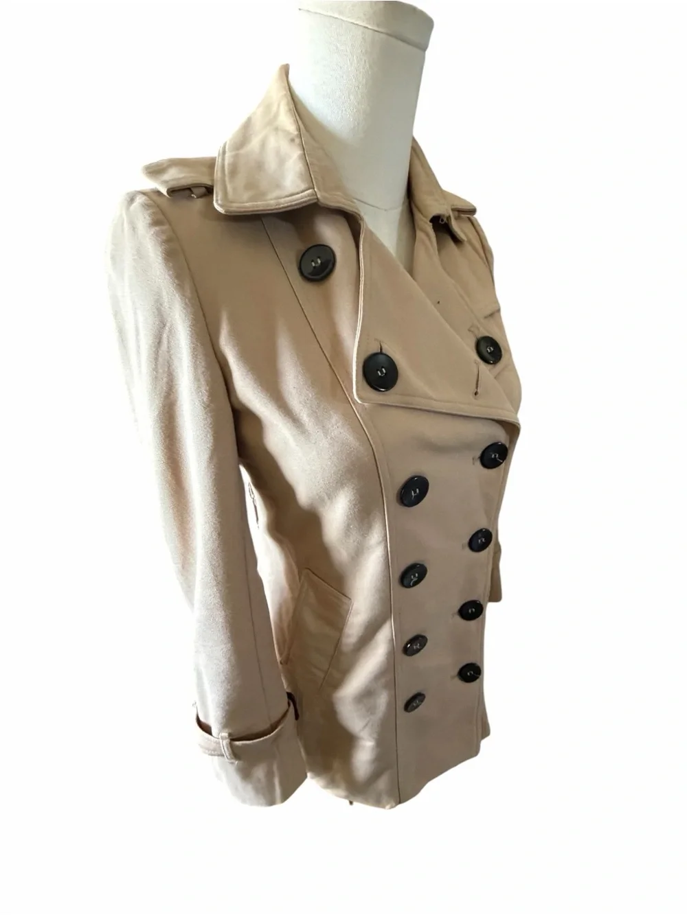 Burberry Brit Women's Double-Breasted Tan Trench Coat Sz Small - Picture 6 of 11
